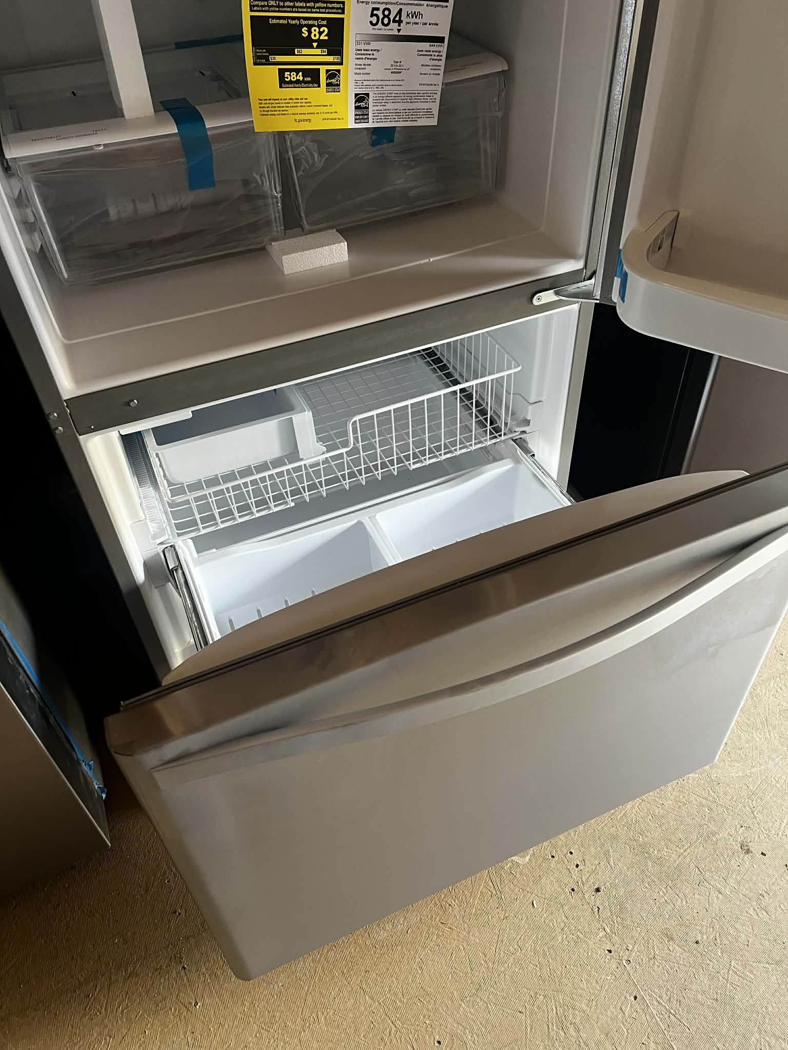 22 cu. ft. Bottom Freezer Refrigerator in Stainless Steel with Spill Guard Glass Shelves