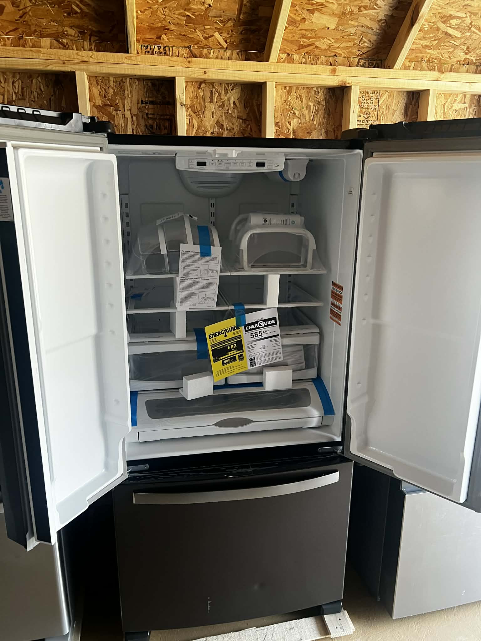 33 in. 22 cu. ft. Standard Depth French Door Refrigerator in Black Stainless